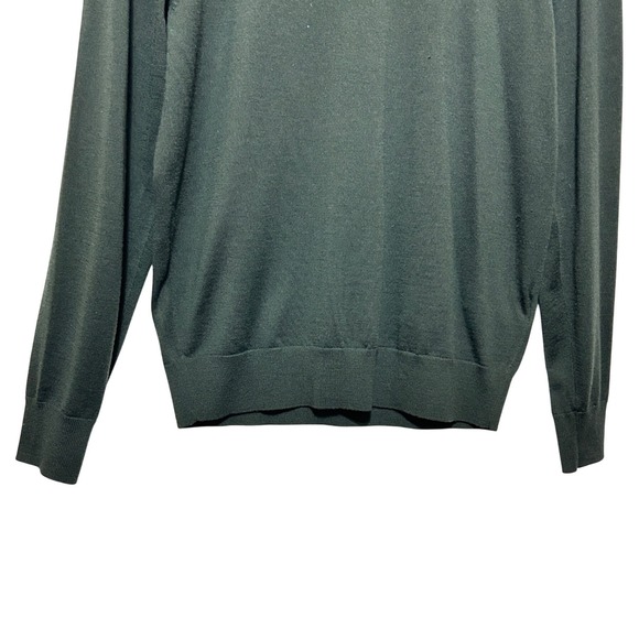Uniqlo Men Sweater M Forest Green Wool Mock Neck Minimalist Quiet Luxury Classic - Picture 4 of 8